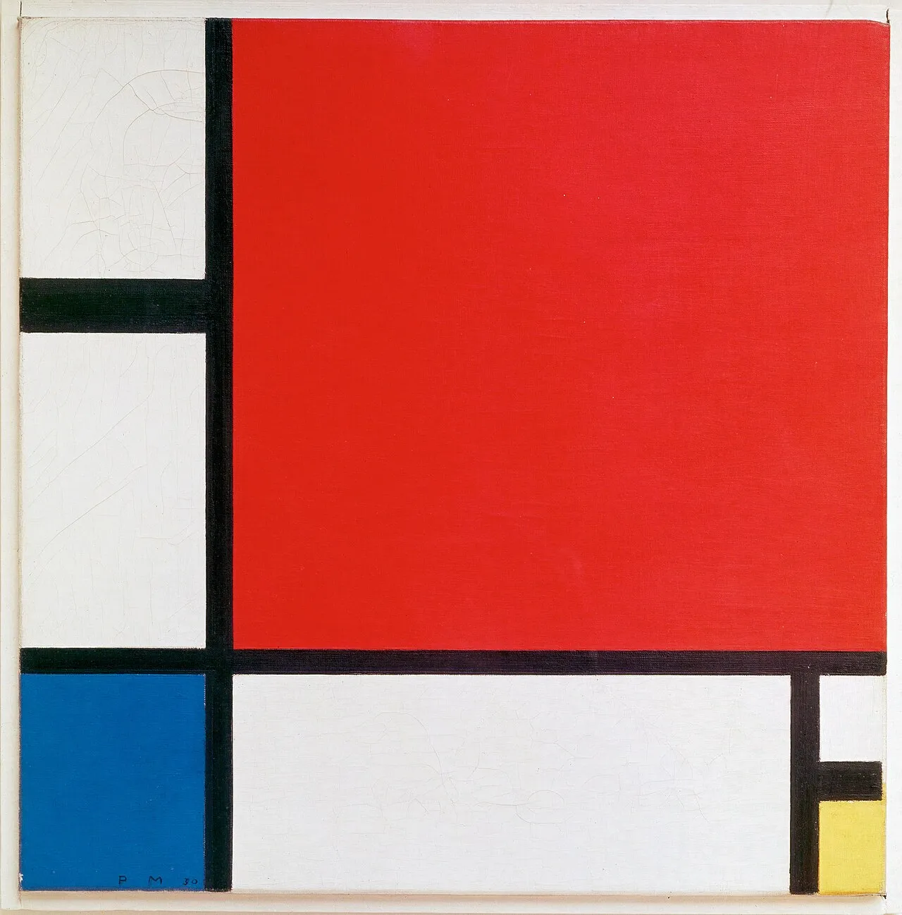 Composizione II in rosso, blu e giallo (1930) — opera originale di Piet Mondrian, disponibile come falso d'autore dipinto a mano