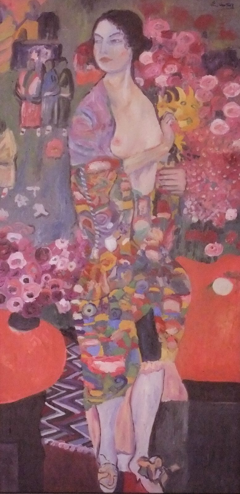 La ballerina di Gustav Klimt — falso d'autore dipinto a mano da Emilio Ventura, Olio su tela, 50x100 cm